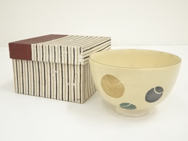 JAPANESE TEA CEREMONY / KYO WARE TEA BOWL CHAWAN / IROE / HOJU / ARTISAN WORK
